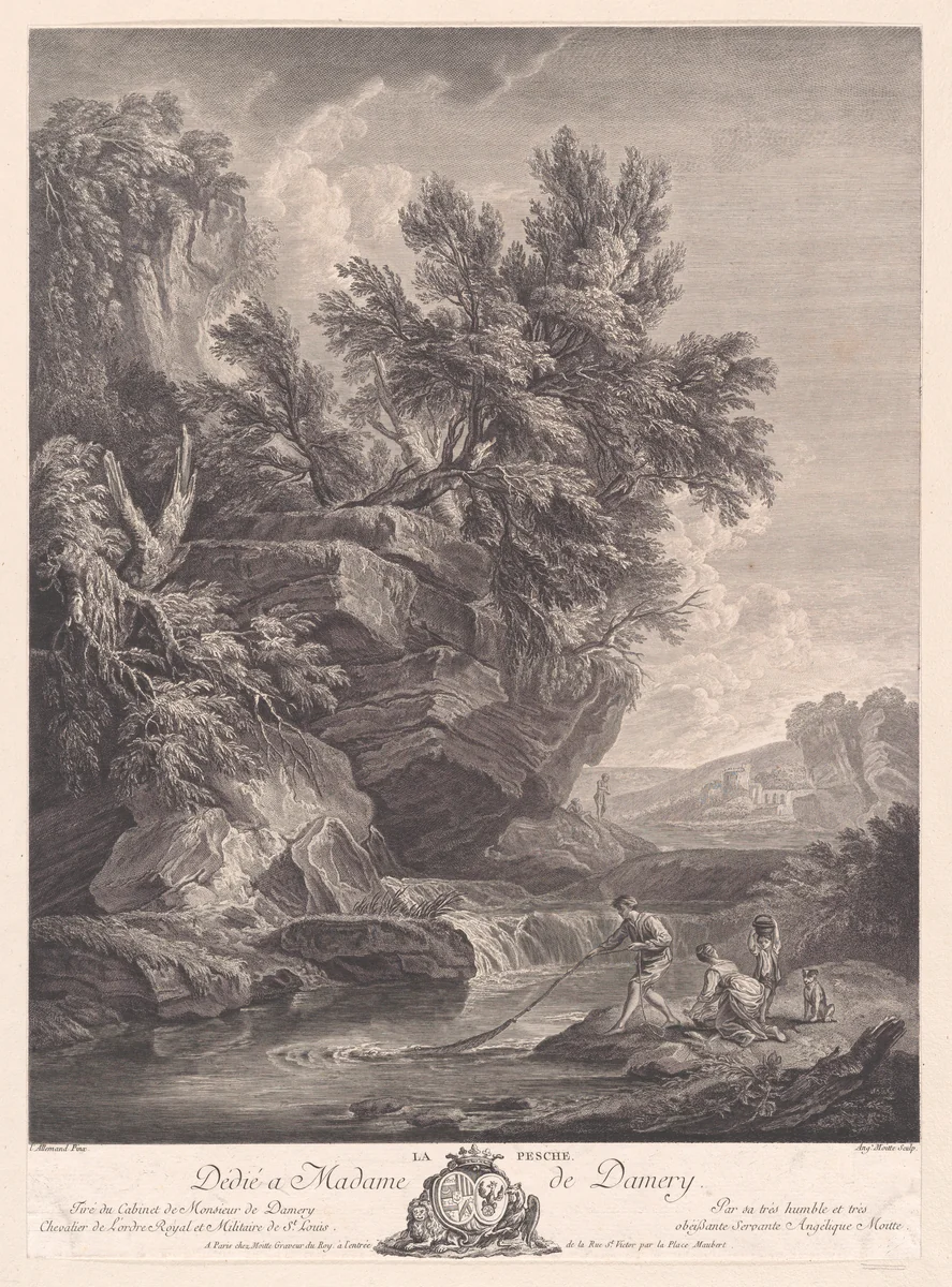 Fishing by Angélique Moitte, print, 1770