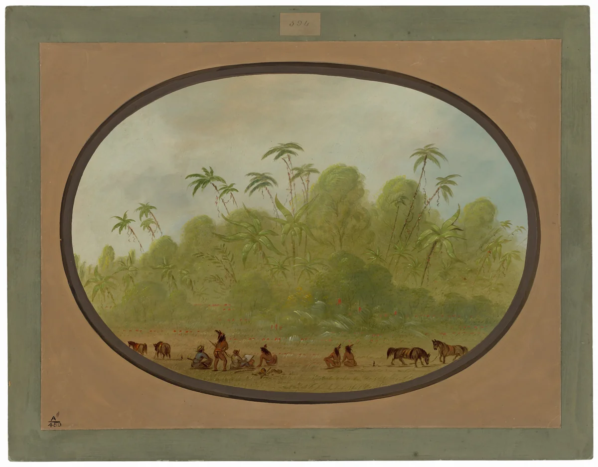 Halting to Make a Sketch by George Catlin, painting, 1854-1869