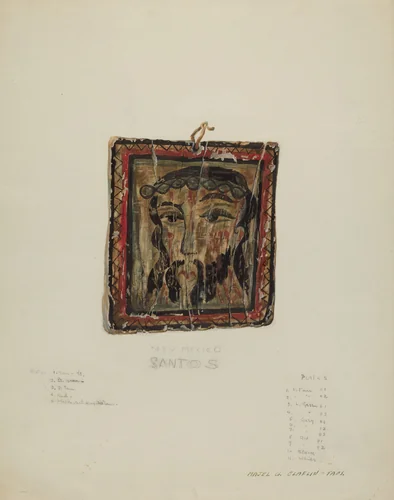 Small Christo Head - Retablo by Majel G. Claflin, index of american design, 1940