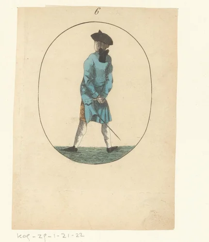 Man met zijn handen op zijn rug op de rug gezien by anonymous, print, 1750-1849
