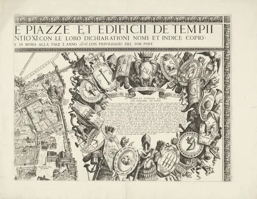 Plattegrond van de stad Rome by Giovanni Battista Falda, print, 1676