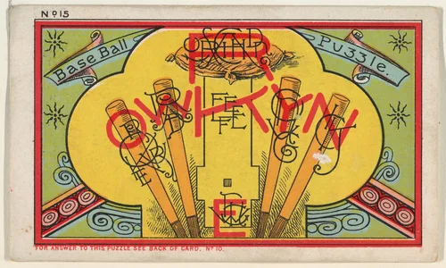 Puzzle Card Number 15, "Base Ball" Puzzle, from the Jokes series (N118) issued by Duke Sons & Co. to promote Honest Long Cut Tobacco by W. Duke, Sons & Co., print, 1887-1891