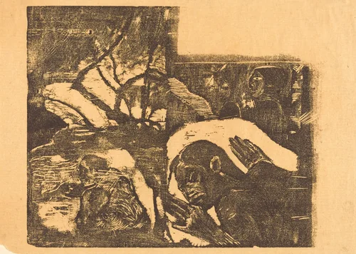 A Maori Woman in a Forest; Manao Tupapau (She is Haunted by a Spirit) by Paul Gauguin, print, 1894-1895