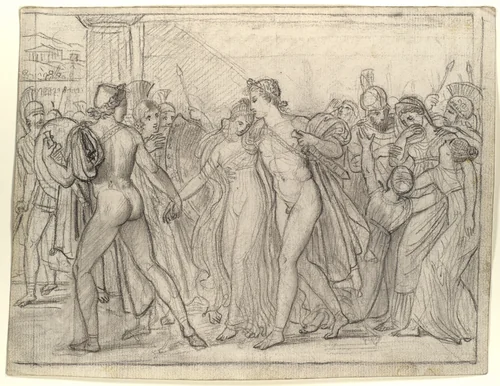 Composition Study for "Castor and Pollux Freeing Helen" by Joseph-Ferdinand Lancrenon, drawing, 1817