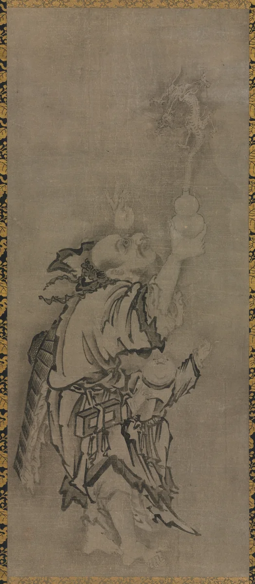 Hotei with Daoist Immortals: Immortal with Gourd and Dragon by Kyūseki Tomonobu, painting, 1670-1721