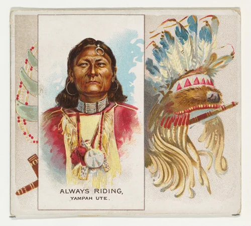 Always Riding, Yampah Ute, from the American Indian Chiefs series (N36) for Allen & Ginter Cigarettes by Allen & Ginter, print, 1888