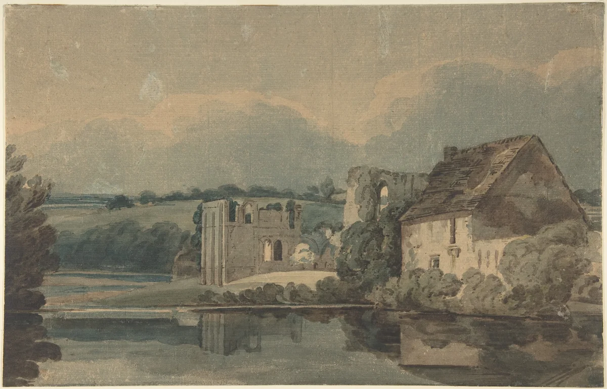 Easby Abbey by Thomas Girtin, drawing, 1800-1900