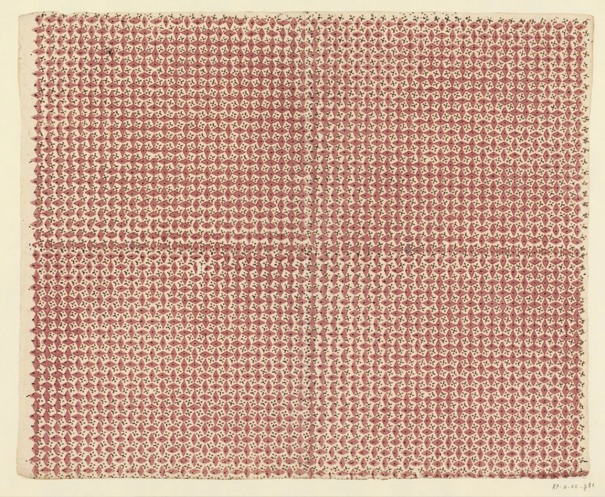 Blad met regelmatig patroon van alternerende ruiten en bloemmotief by anonymous, print, 1750-1950