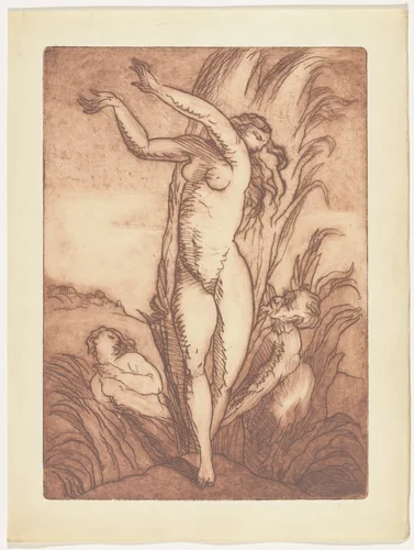 Pan and Syrinx (plate, folio 111) from Les Amours (The Loves) by Émile Bernard, illustrated book, 1915