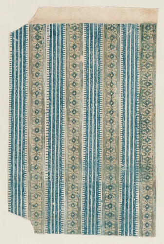 Sheet with four borders with a striped and abstract pattern by anonymous, print, 1800-1900