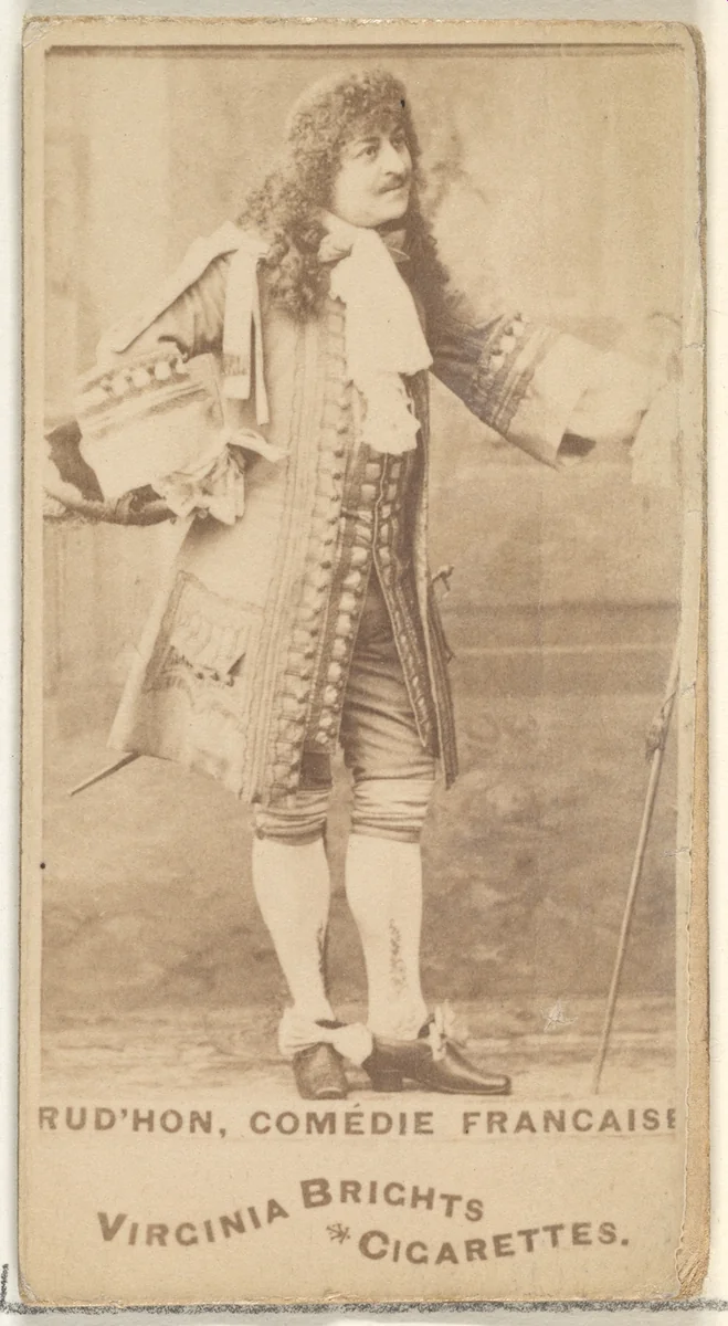 Prud'hon, Comedie Francaise, from the Actors and Actresses series (N45, Type 1) for Virginia Brights Cigarettes by Allen & Ginter, photograph, 1885-1891