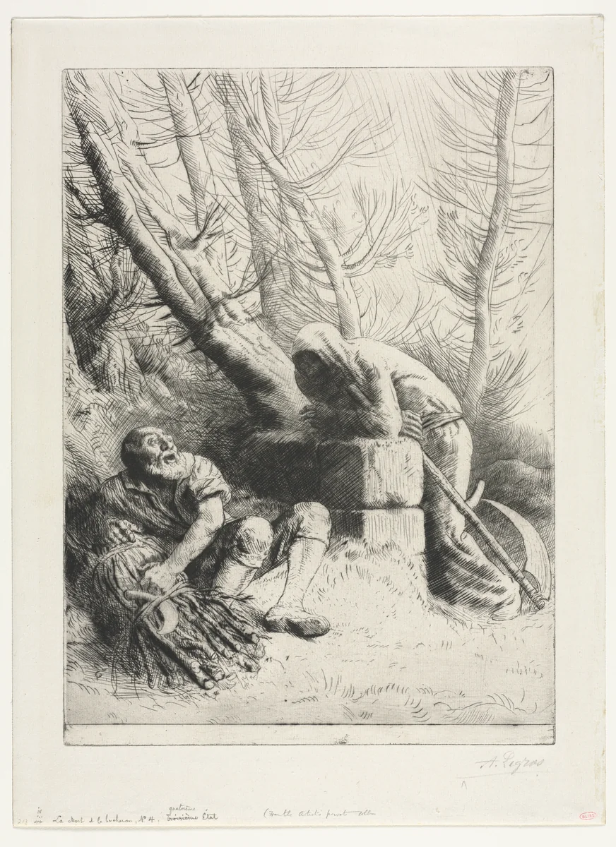 Death and the Woodcutter by Alphonse Legros, print, 1881
