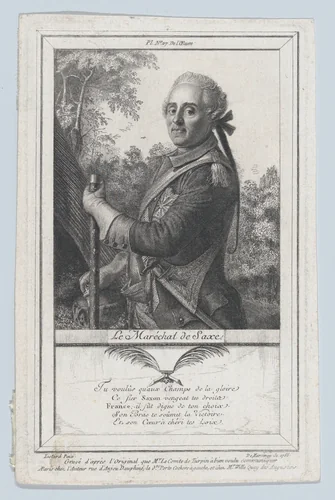 Portrait of the Maréchal de Saxe by Antoine de Marcenay de Ghuy, print, 1766
