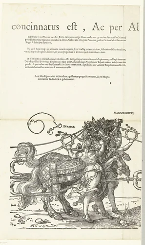 Triomfwagen van keizer Maximiliaan I by Hans Guldenmund, print, 1527-1529