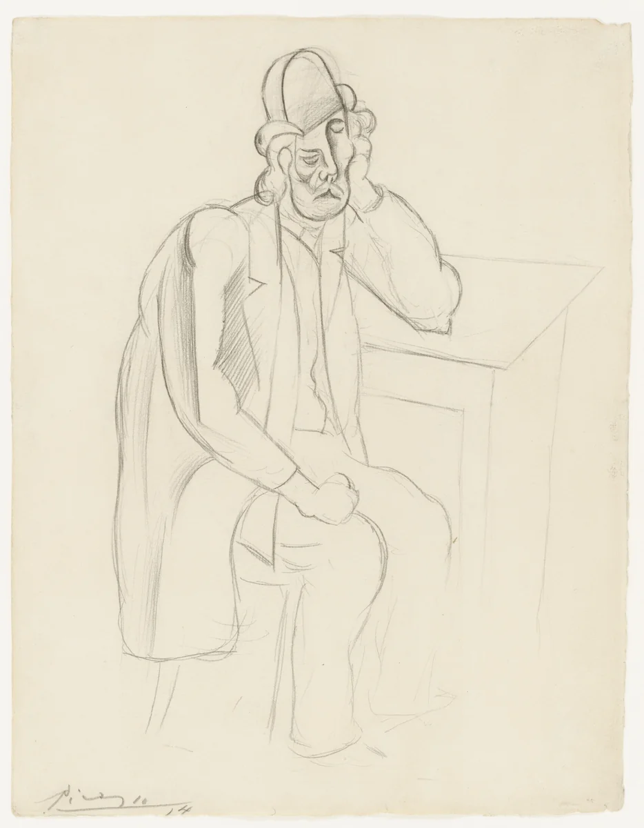 Man in a Bowler Hat by Pablo Picasso, drawing, 1914