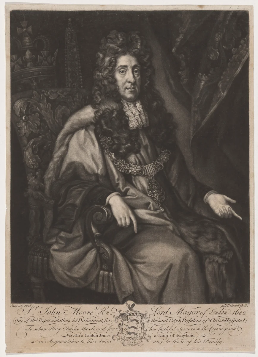 Sir John Moore by James MacArdell
Sir Peter Lely, print, 1728-1765