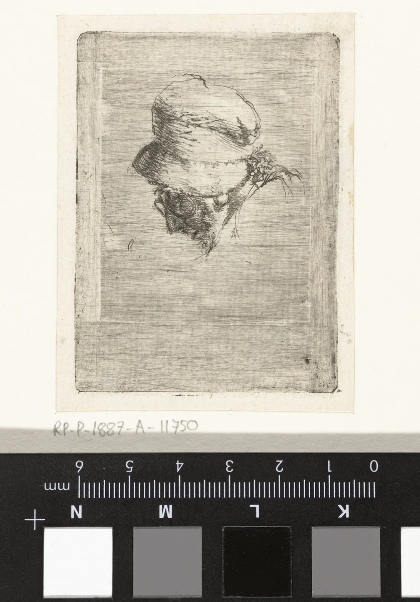 Manshoofd in profiel naar links, met pet en bril by Marie Lambertine Coclers, print, 1776-1815