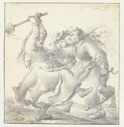 Twee vechtende vrouwen by Pieter Jansz Quast, drawing, 1638