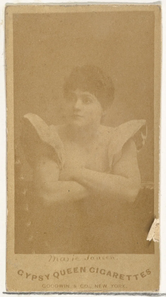 Marie Jansen, from the Actors and Actresses series (N171) for Gypsy Queen Cigarettes by Goodwin & Company, photograph, 1886-1890