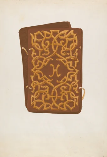 Carved Wood Book Cover by Natalie Simon, index of american design, 1936