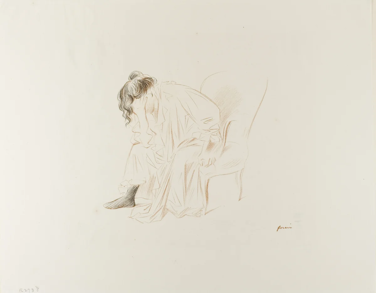 Seated Woman, Head in Right Hand by Jean-Louis Forain, print, 1897