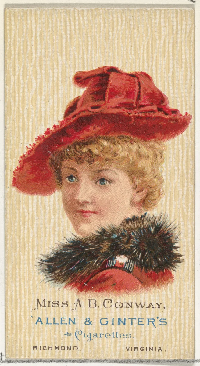 Miss A.B. Conway, from World's Beauties, Series 2 (N27) for Allen & Ginter Cigarettes by Allen & Ginter, print, 1888