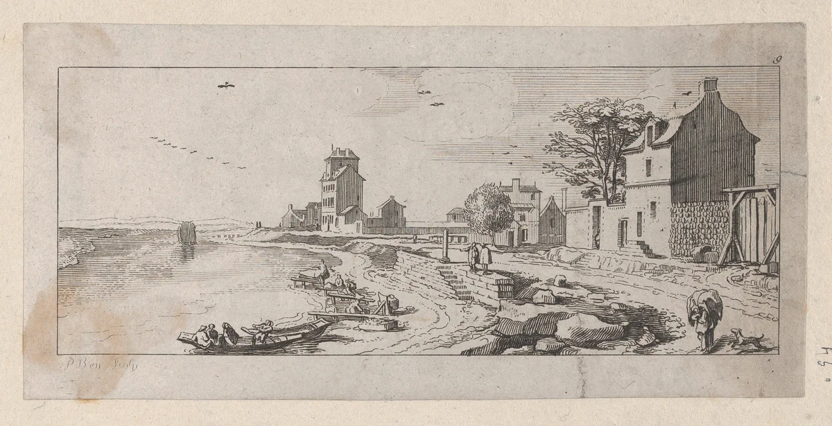View of a Natural Port by Antoine Benoist, print, 1736-1770