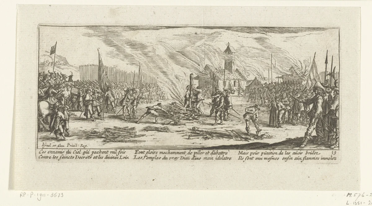 Strafmaatregelen: de brandstapel by anonymous, print, 1677-1690