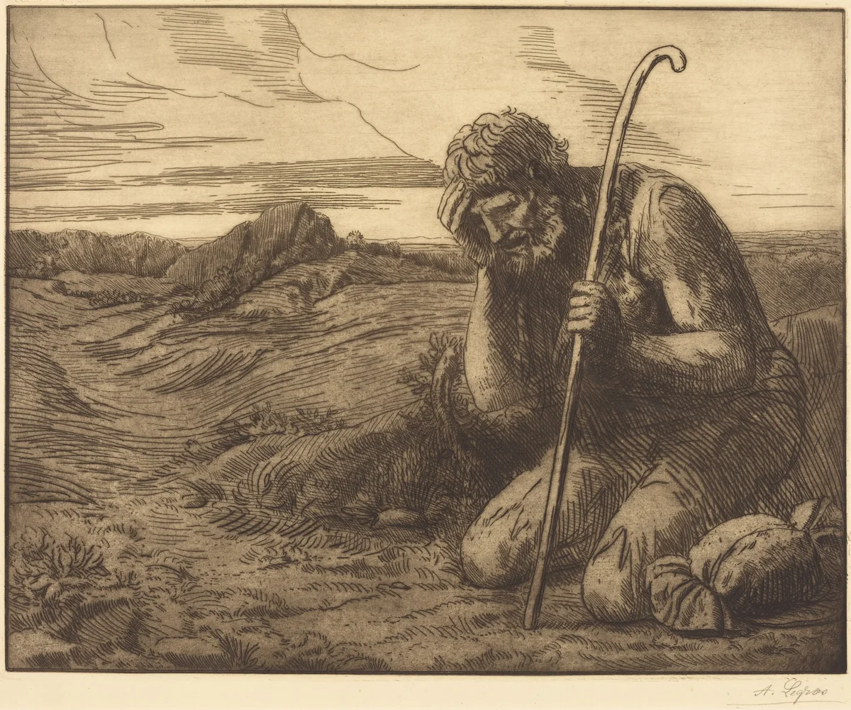 The Prodigal Son, 6th plate (L'enfant prodigue) by Alphonse Legros, print, 1837-1911