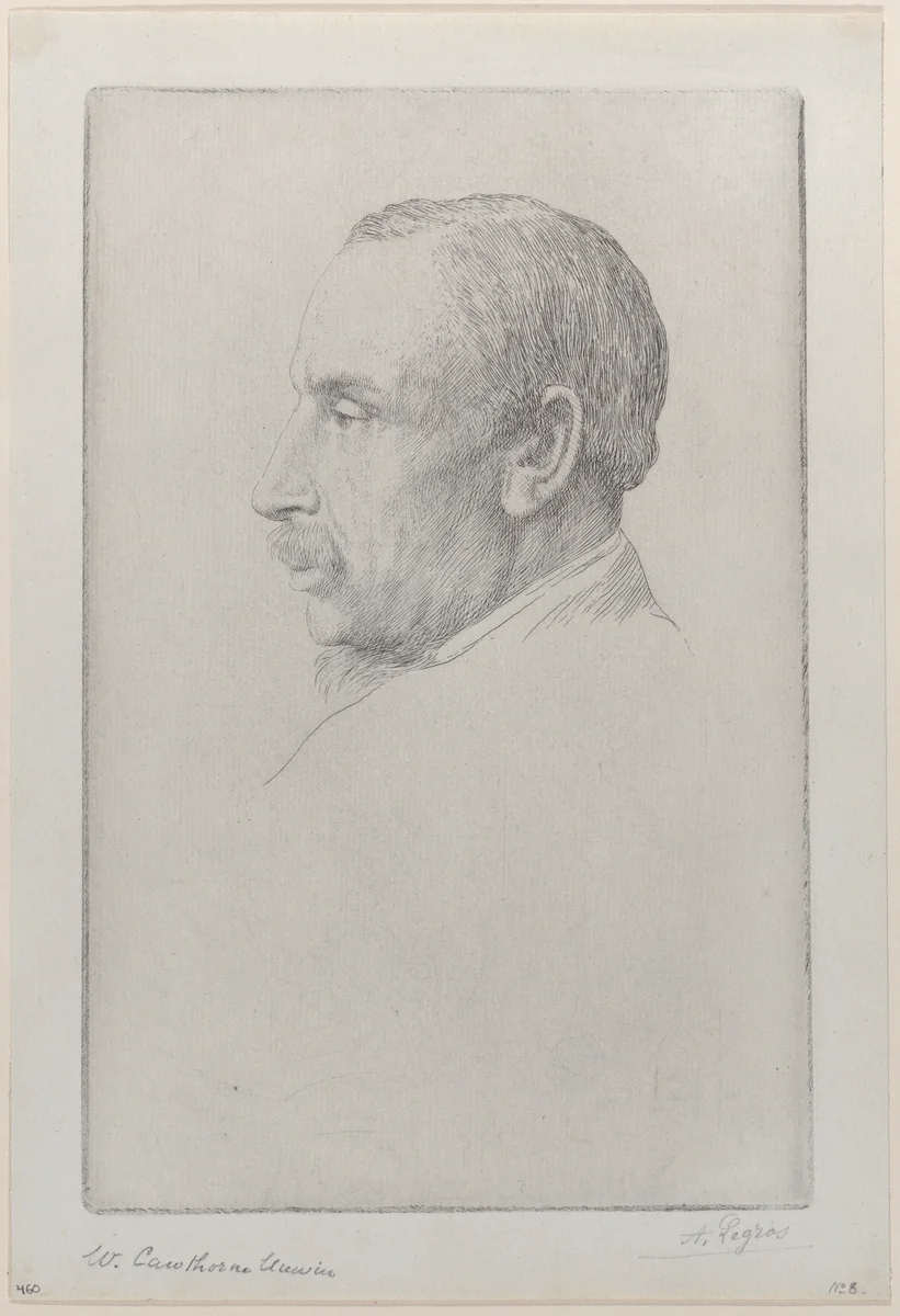 Portrait of William Cawthorne Unwin by Alphonse Legros, print, 1892