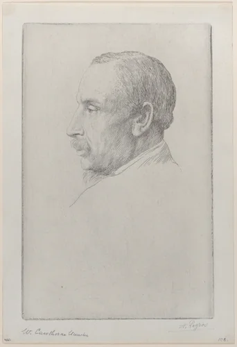 Portrait of William Cawthorne Unwin by Alphonse Legros, print, 1892