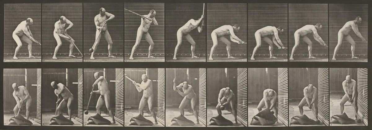 Plate Number 396. Pounding with a mallet by Eadweard Muybridge, photograph, 1887