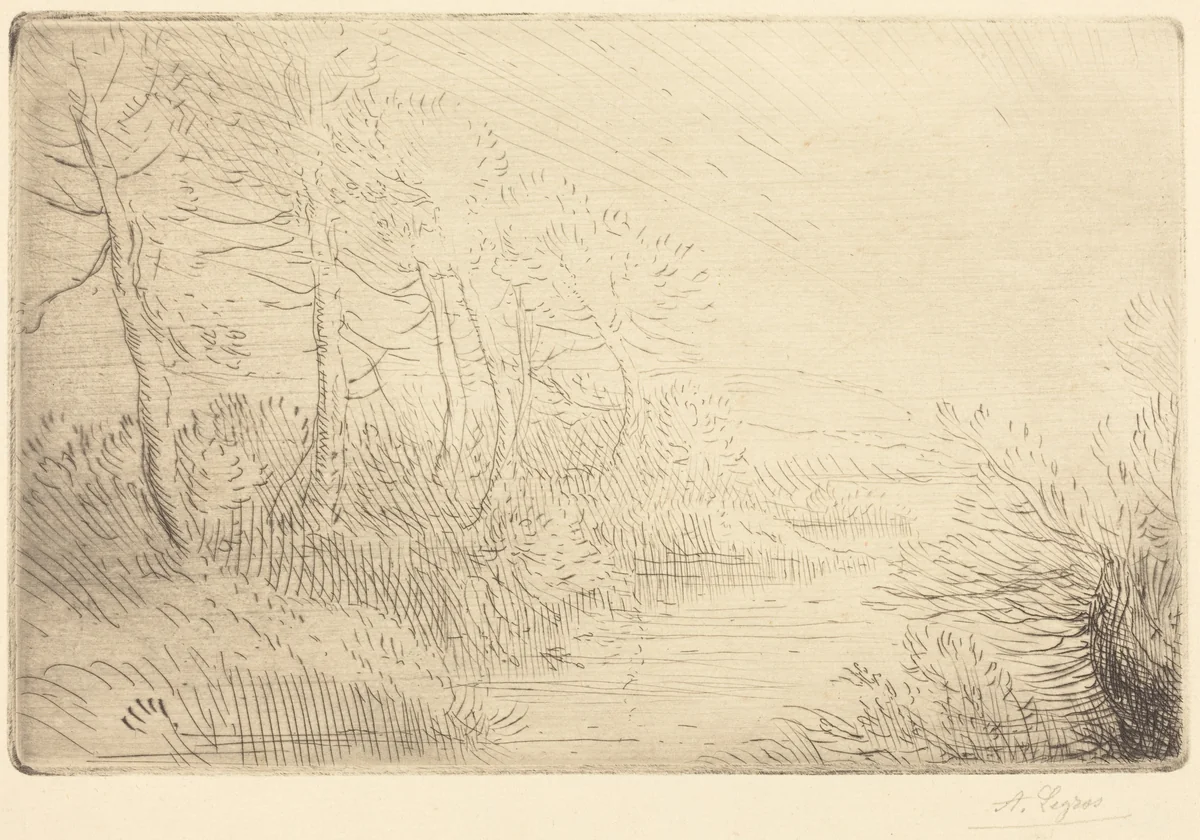 Riverbank (Bord de la riviere) by Alphonse Legros, print, 1837-1911