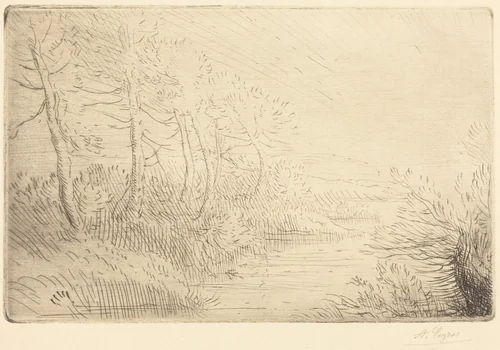 Riverbank (Bord de la riviere) by Alphonse Legros, print, 1837-1911