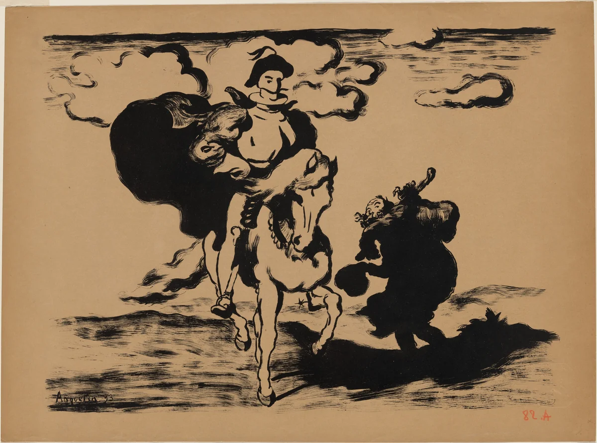 The Horseman and the Beggar (Le Cavalier et le mendiant) by Louis Anquetin, print, 1893