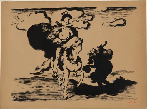 The Horseman and the Beggar (Le Cavalier et le mendiant) by Louis Anquetin, print, 1893