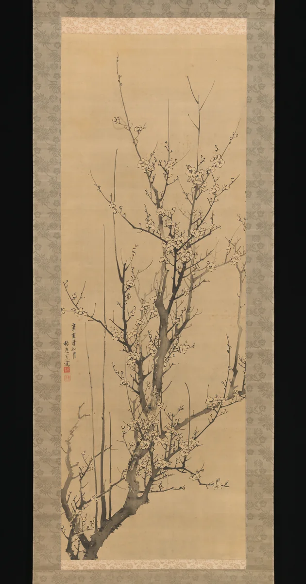 Plum Blossoms by Yamamoto Baiitsu (山本梅逸), painting, 1851