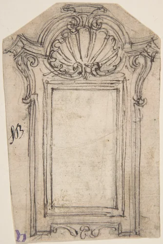 Design for a Frame Decorated with a Shell Motif by Giovanni Battista Foggini, drawing, 1652-1725