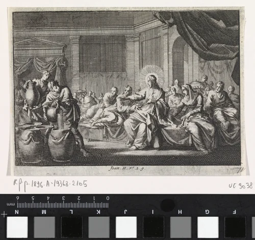 Christus op de bruiloft te Kana by Jan Luyken, print, 1703-1762