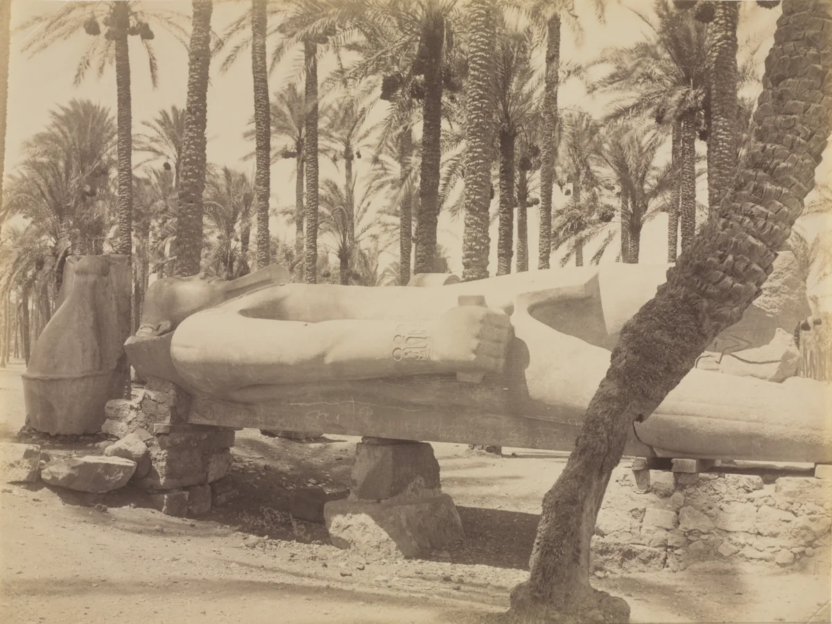 Statue of Ramesses at Saqqara by Antonio Beato, photograph, 1870-1889