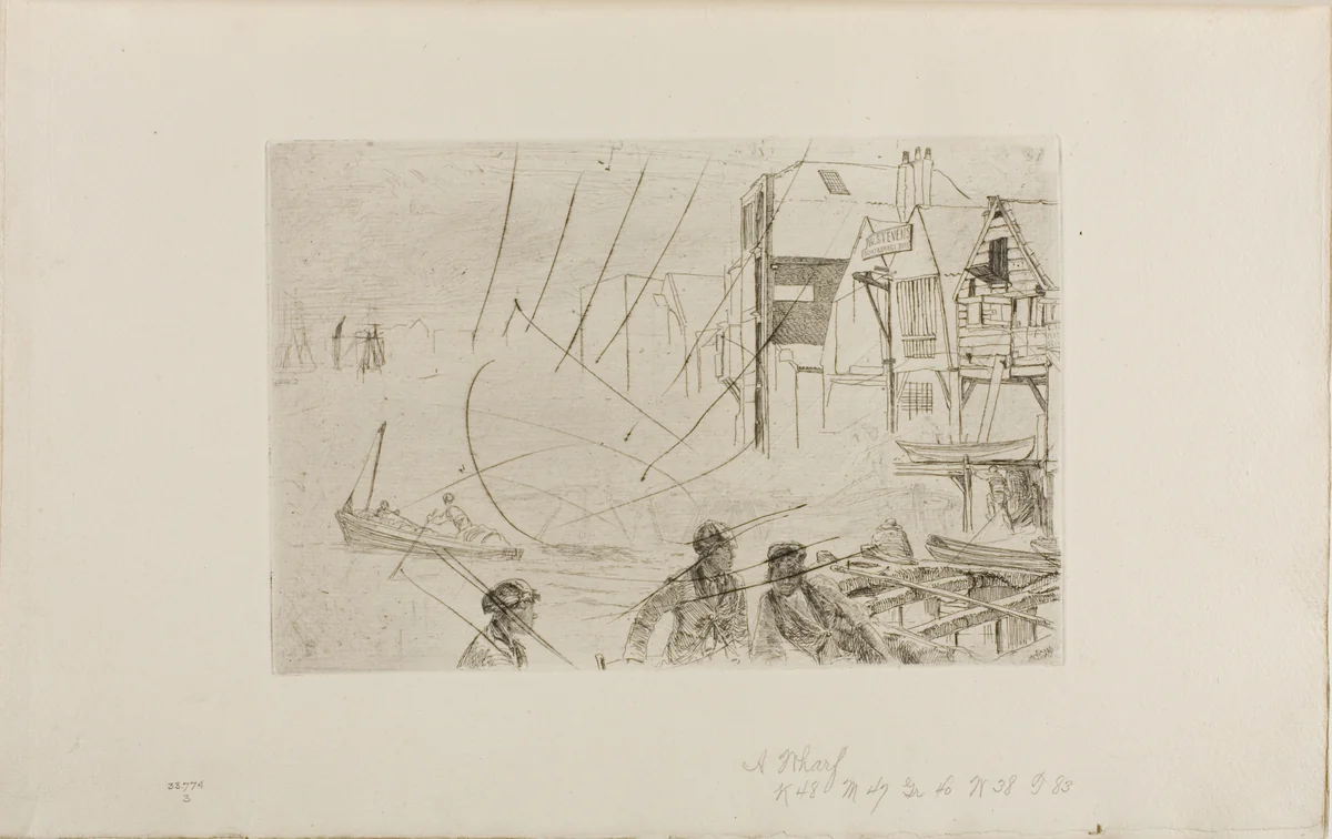 Stevens' Boat Yard by James McNeill Whistler, print, 1859