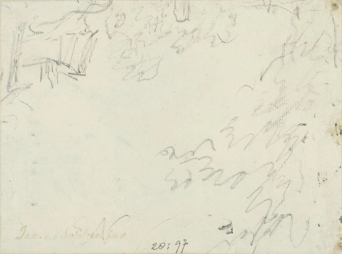 Schets met een boom by Jacob van der Smissen, drawing, 1745-1813