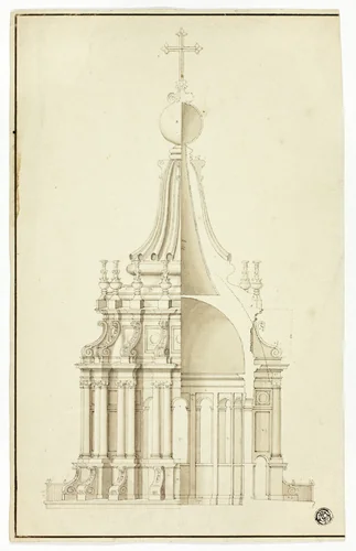 Lantern of Cupola, St. Peter's, Rome by Christopher Wren, drawing, 1652-1723
