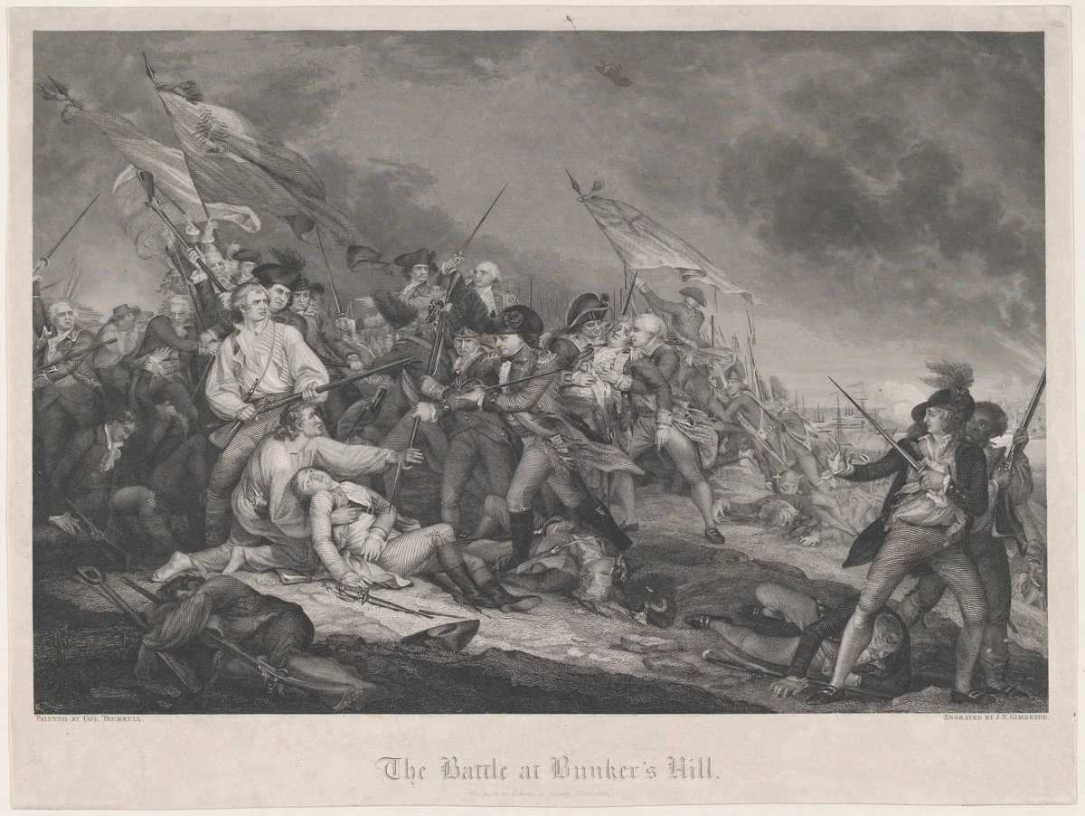 The Battle at Bunker's Hill (June 17, 1775) by Joseph Napoleon Gimbrede, print, 1840-1877