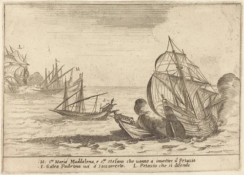 Boarding of the Petaccio by Jacques Callot, print, 1617