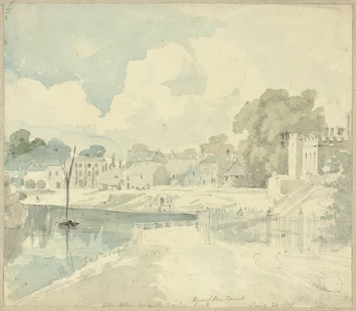 Hampton Court View taken from the Garden Seat by Henry Edridge or Paul Sandby Munn or Hendrick Frans de Cort, painting, 1740-1850