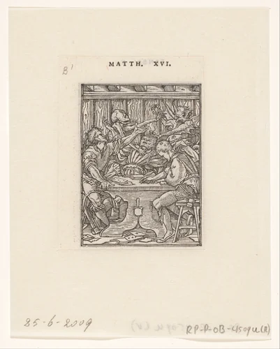 Kaartspeler en de Dood by Hans Holbein, print, 1547
