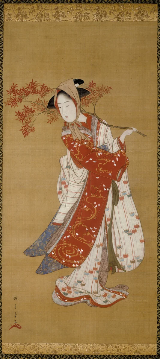 Dancer with a Maple Branch by Katsukawa Shunsho (勝川 春章), other, 1789-1790