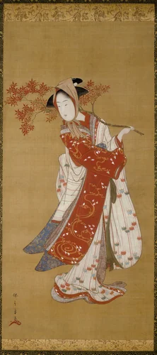 Dancer with a Maple Branch by Katsukawa Shunsho (勝川 春章), other, 1789-1790