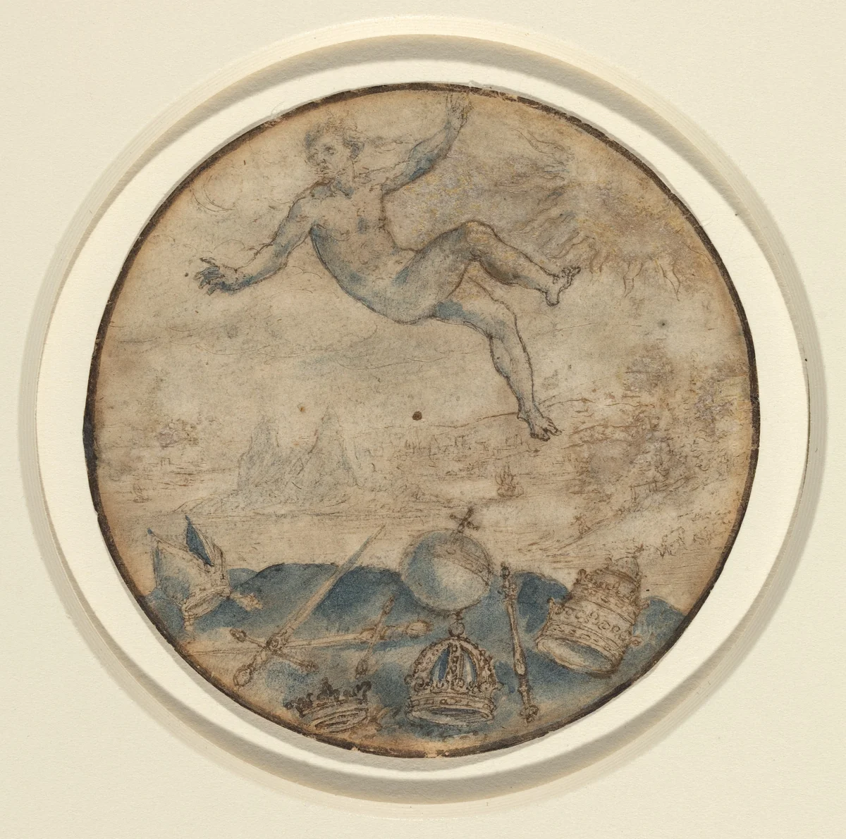 Man Falling from the Sky by Flemish 17th century, drawing, 1600-1699